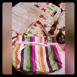 Coach striped tote with sequins